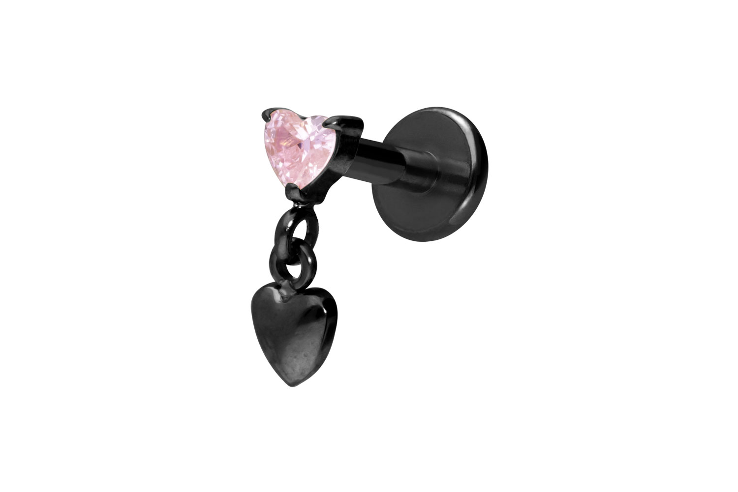 Titan Labret Piercing mit Innengewinde 2 HERZEN